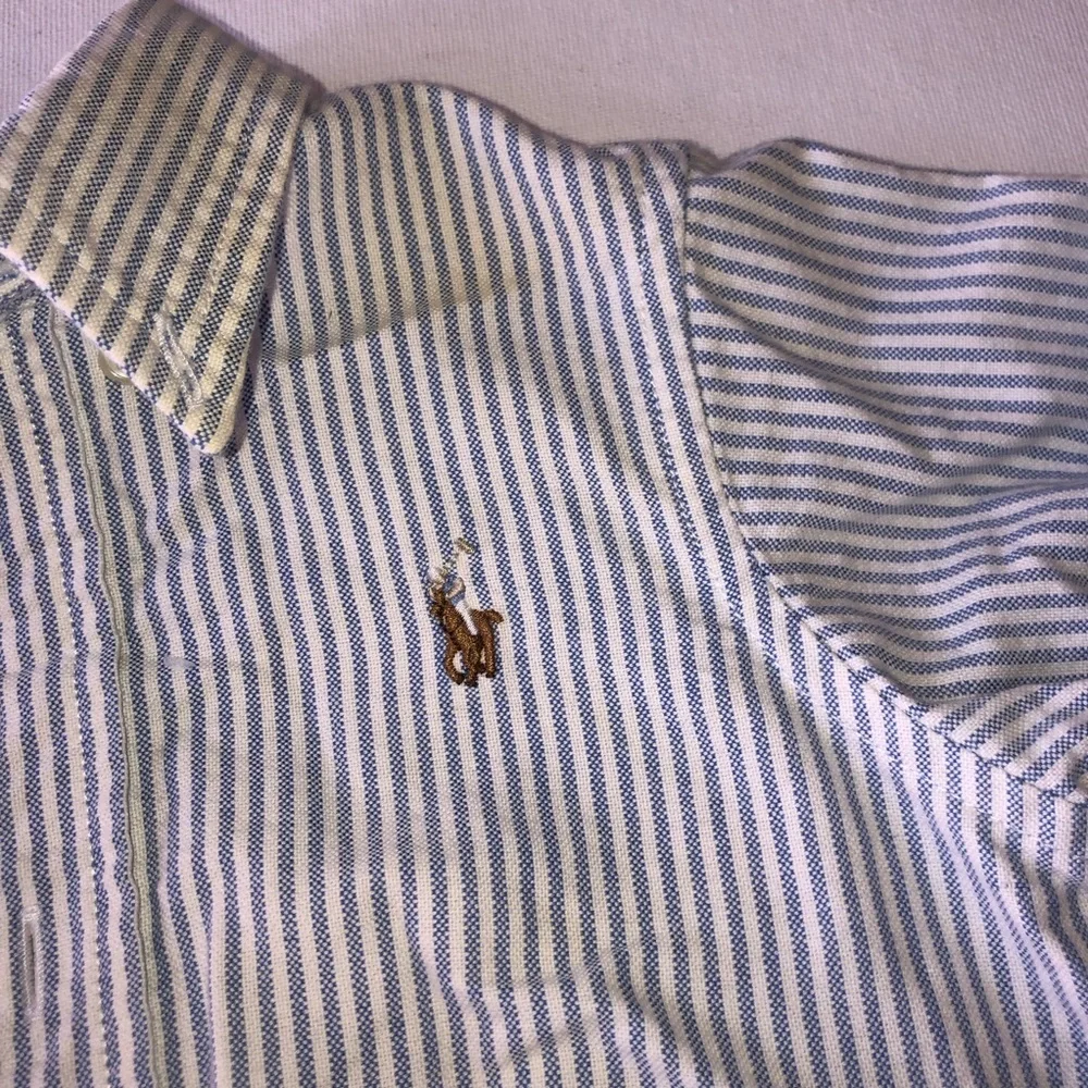 Ralph Lauren Blue and White Striped Button-Down Shirt 12M